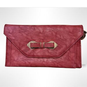 New Pink Spaller Clutch/Crossbody with Chain & Bow Accent